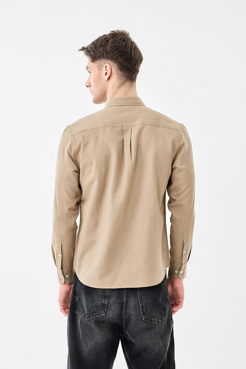 Beige Premium Cotton Full-Sleeve Shirt