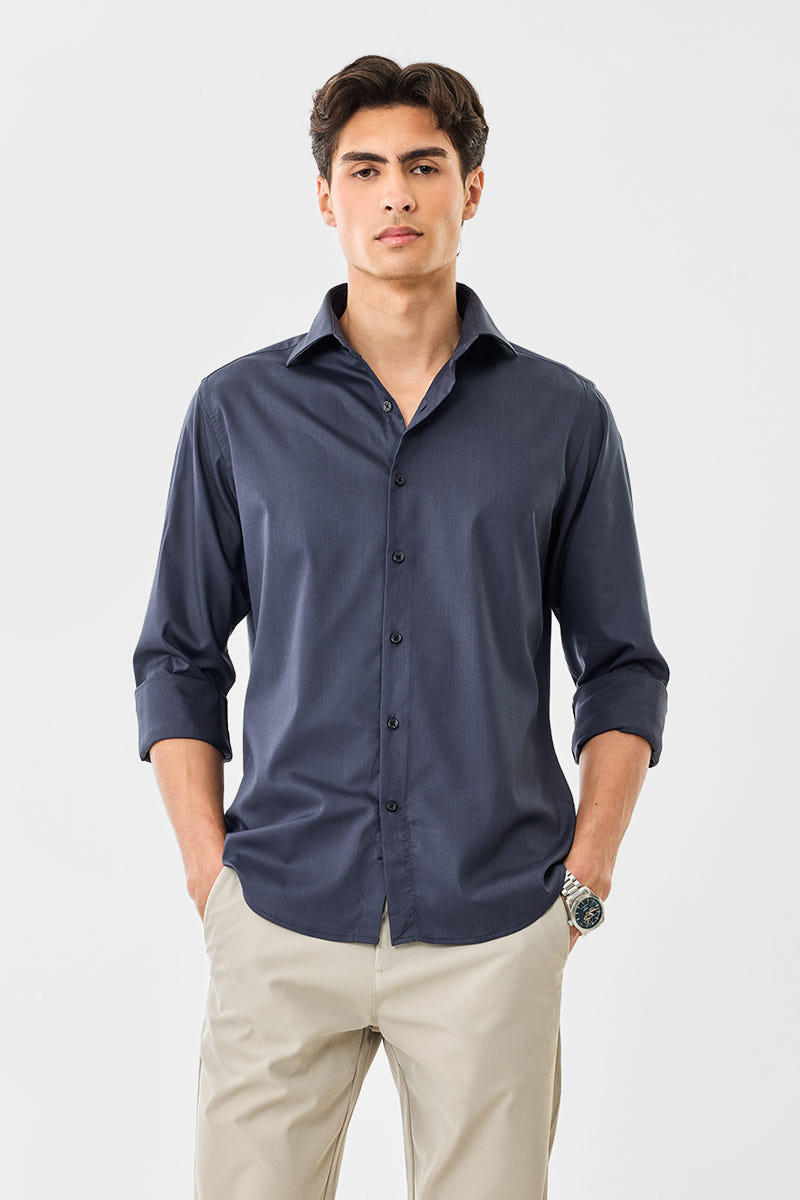 English Grey Premium Cotton Shirt in a Calm Minimal Hue