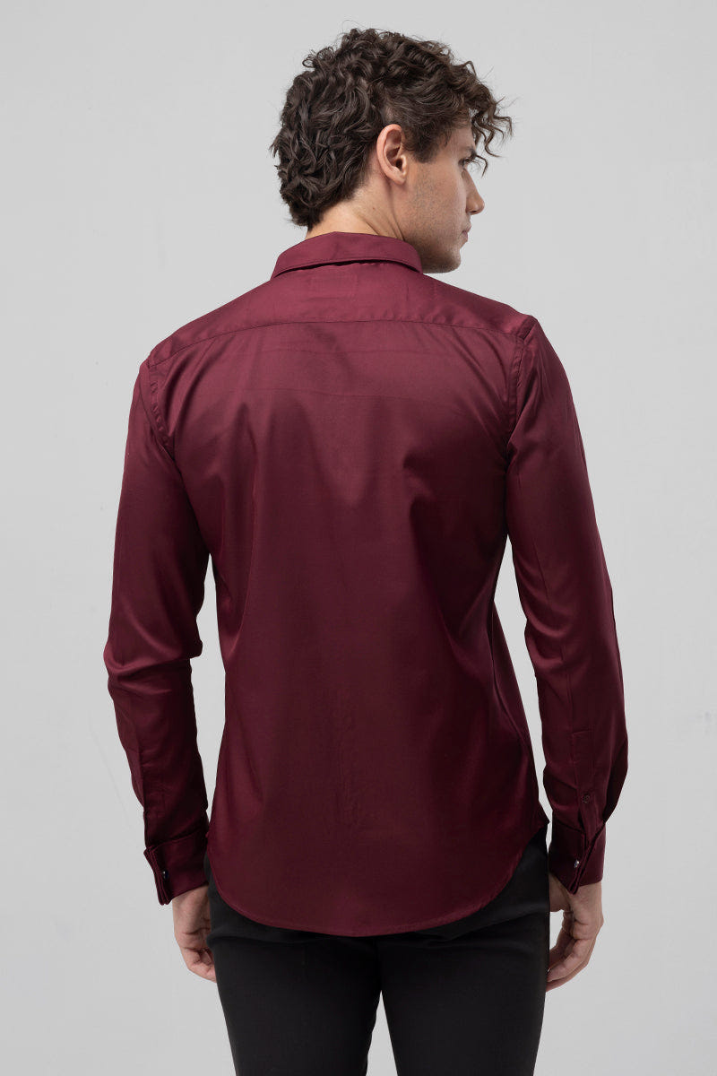 Classic Maroon Pure Cotton Full-Sleeve Shirt in a Rich Deep Tone
