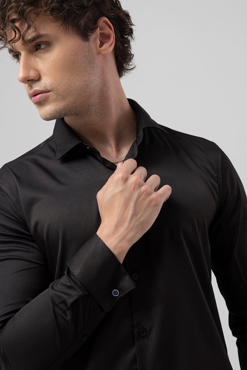 Black Smart-Fit Cotton Shirt for Work & Daily Use
